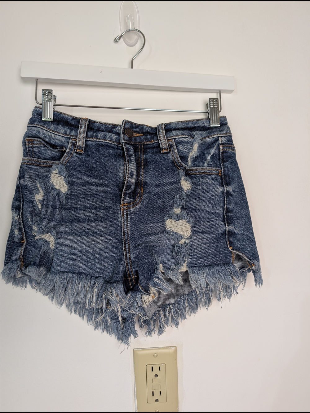 Women's Distressed‎ Micro Mini Denim Cut Off Shorts Blue Size XS Rodeo Western
